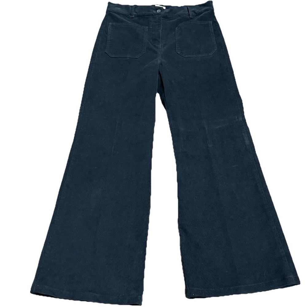 Nili Lotan Florence Black Corduroy Wide Leg Pant SZ 8 31x29 Stretch # 2609988‎
